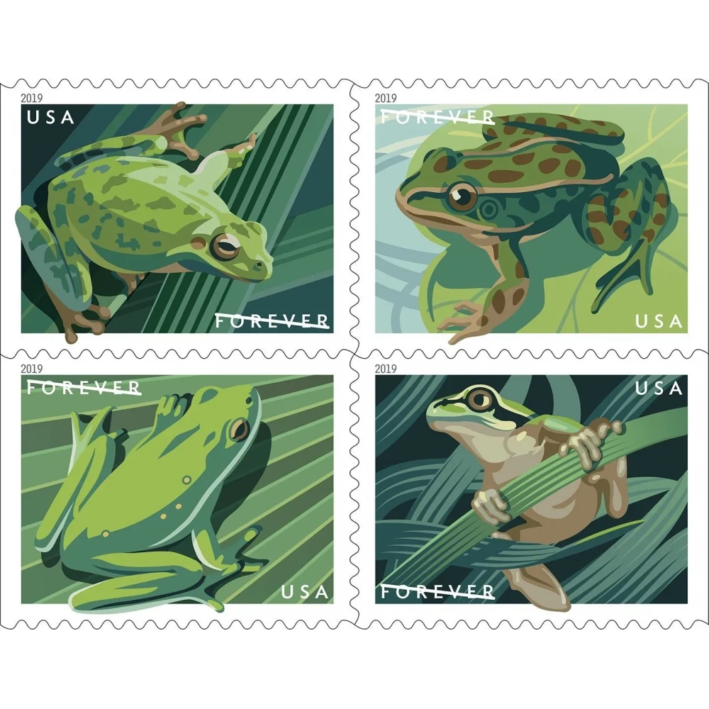 (2019) USPS Frogs Forever First Class Postage Stamps